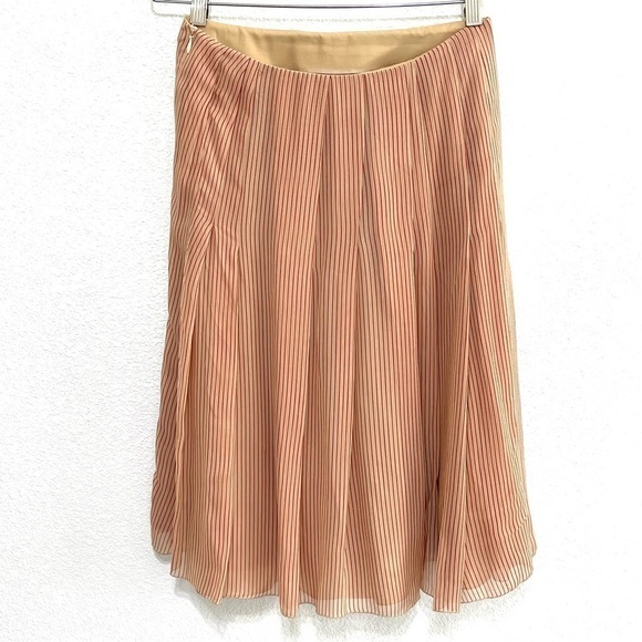 Akris Punto Woman 100% SILK Red Stripe Skirt Size 4 - Picture 6 of 14